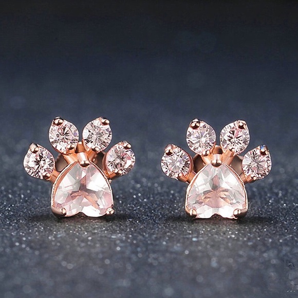 Jewelry - Pink Animal Paw Print Stud Earrings